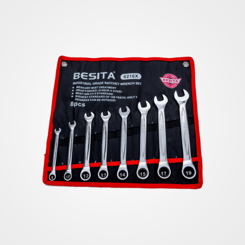 8pcs Industrial Ratchet Combination Wrenches (mercury Fog)